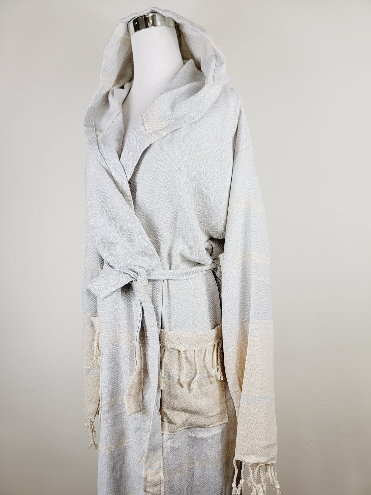 Unisex Robe, Beach or spa Robe with pockets - Light Gray from EBRU Home