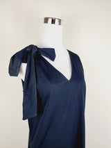 Jersey Dress Green one shoulder tie up with pockets from EBRU Home