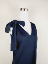 Jersey Dress Green one shoulder tie up with pockets from EBRU Home