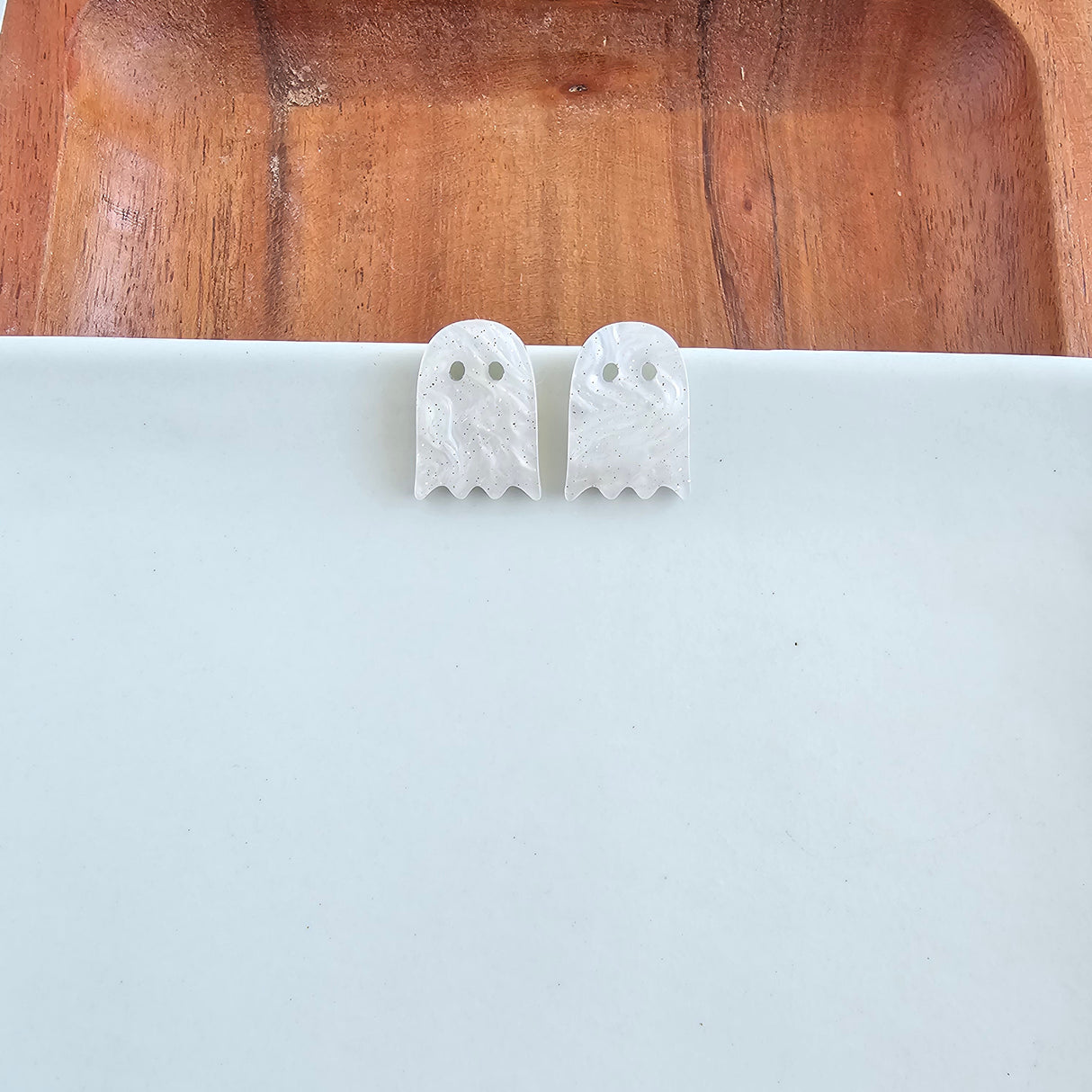Ghost Studs - White Shimmer from Spiffy & Splendid