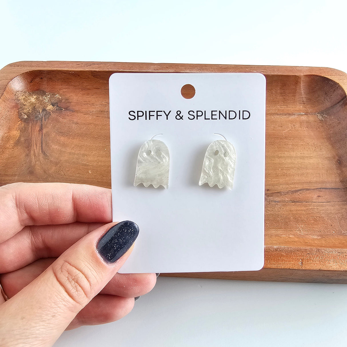 Ghost Studs - White Shimmer from Spiffy & Splendid