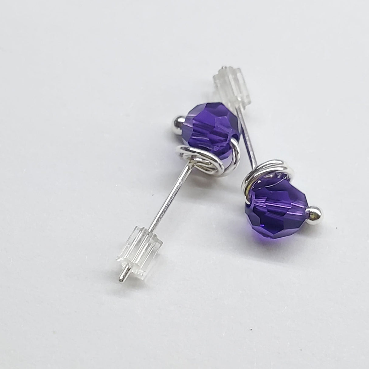 6mm Silver Spiral Crystal Stud Earrings from Alexa Martha Designs