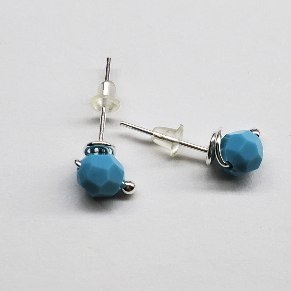 6mm Silver Spiral Crystal Stud Earrings from Alexa Martha Designs