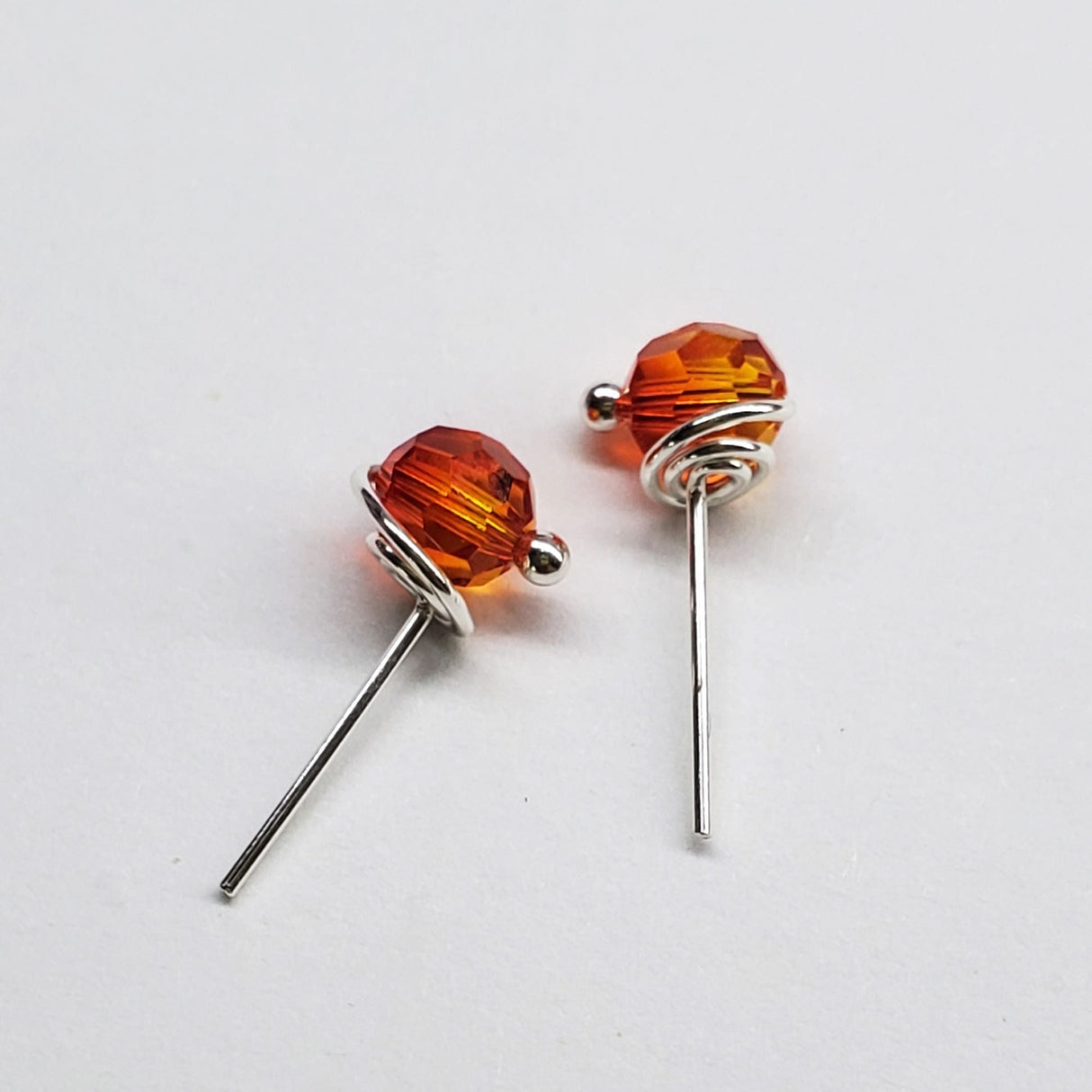 6mm Silver Spiral Crystal Stud Earrings from Alexa Martha Designs