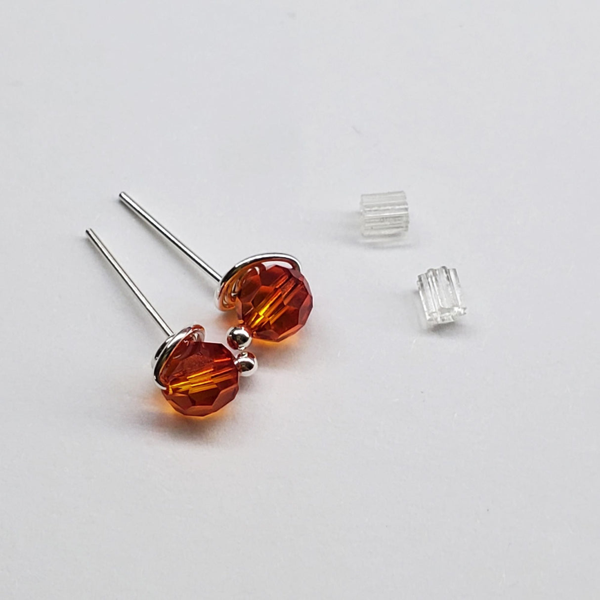 6mm Silver Spiral Crystal Stud Earrings from Alexa Martha Designs