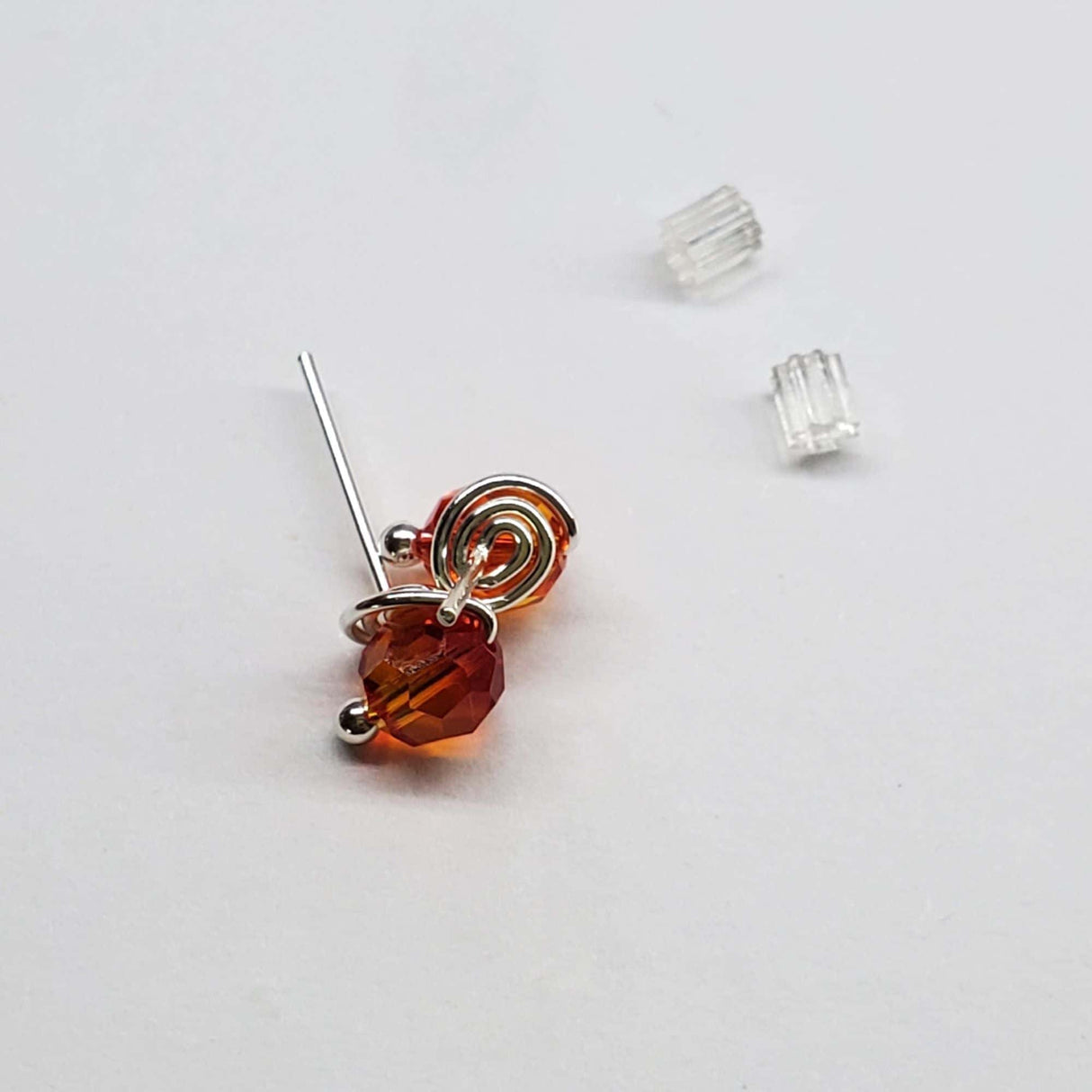 6mm Silver Spiral Crystal Stud Earrings from Alexa Martha Designs