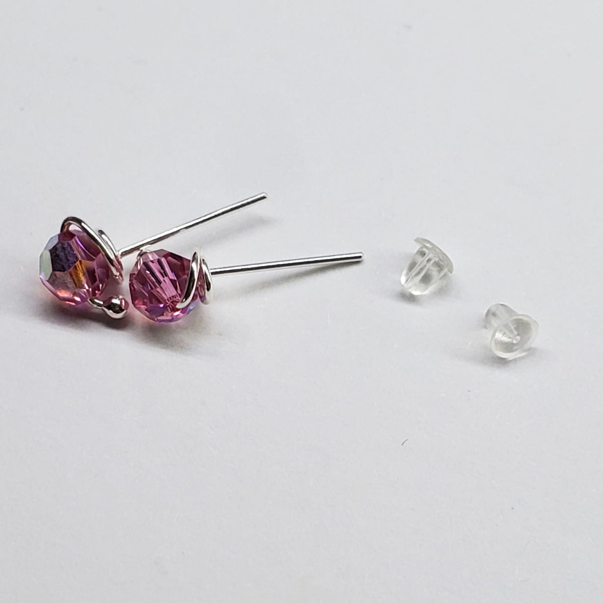 6mm Silver Spiral Crystal Stud Earrings from Alexa Martha Designs