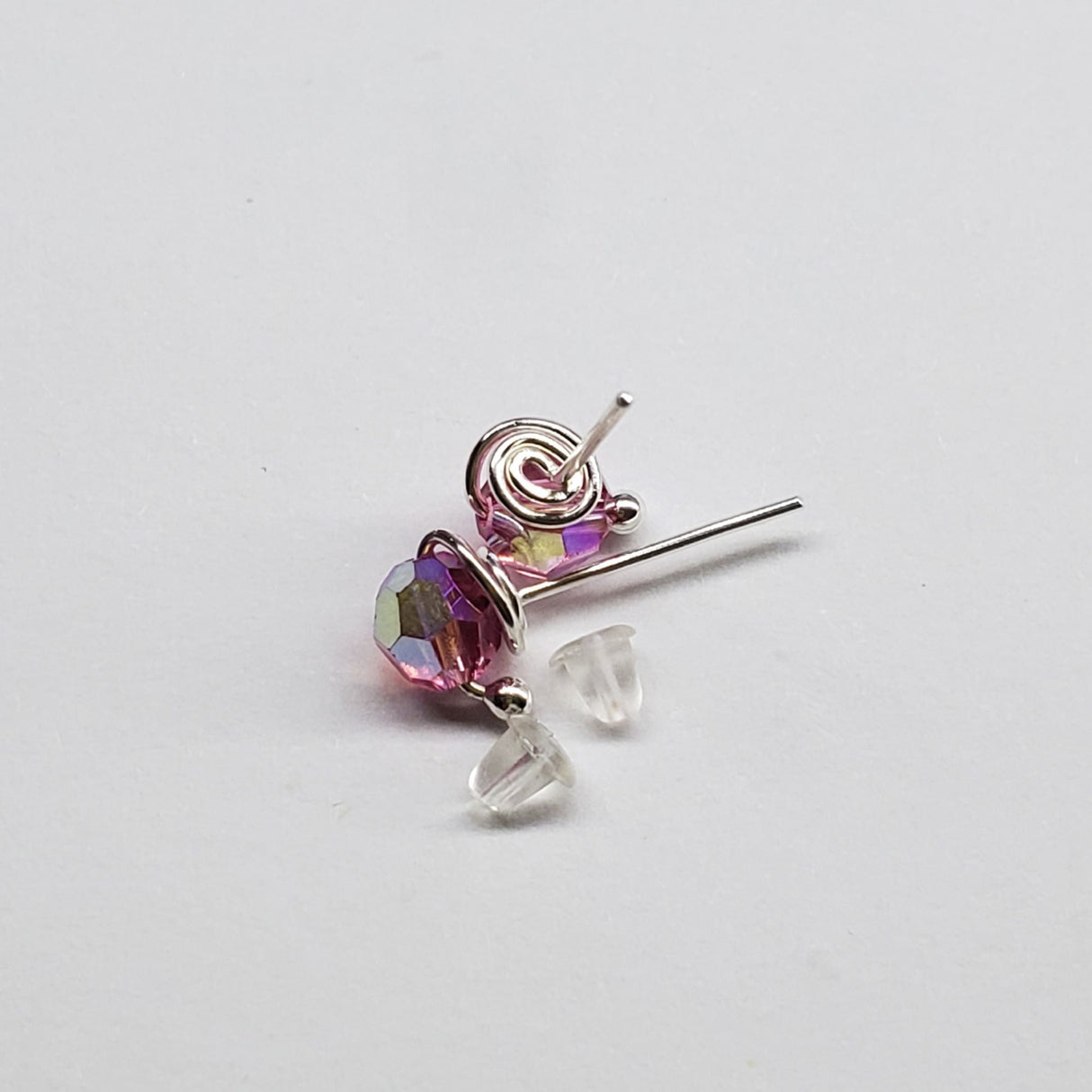 6mm Silver Spiral Crystal Stud Earrings from Alexa Martha Designs
