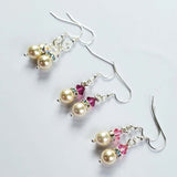 Silver Swarovski Crystal Pearl Stack Earrings in Various Colors from Alexa Martha Designs