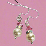 Silver Swarovski Crystal Pearl Stack Earrings in Various Colors from Alexa Martha Designs