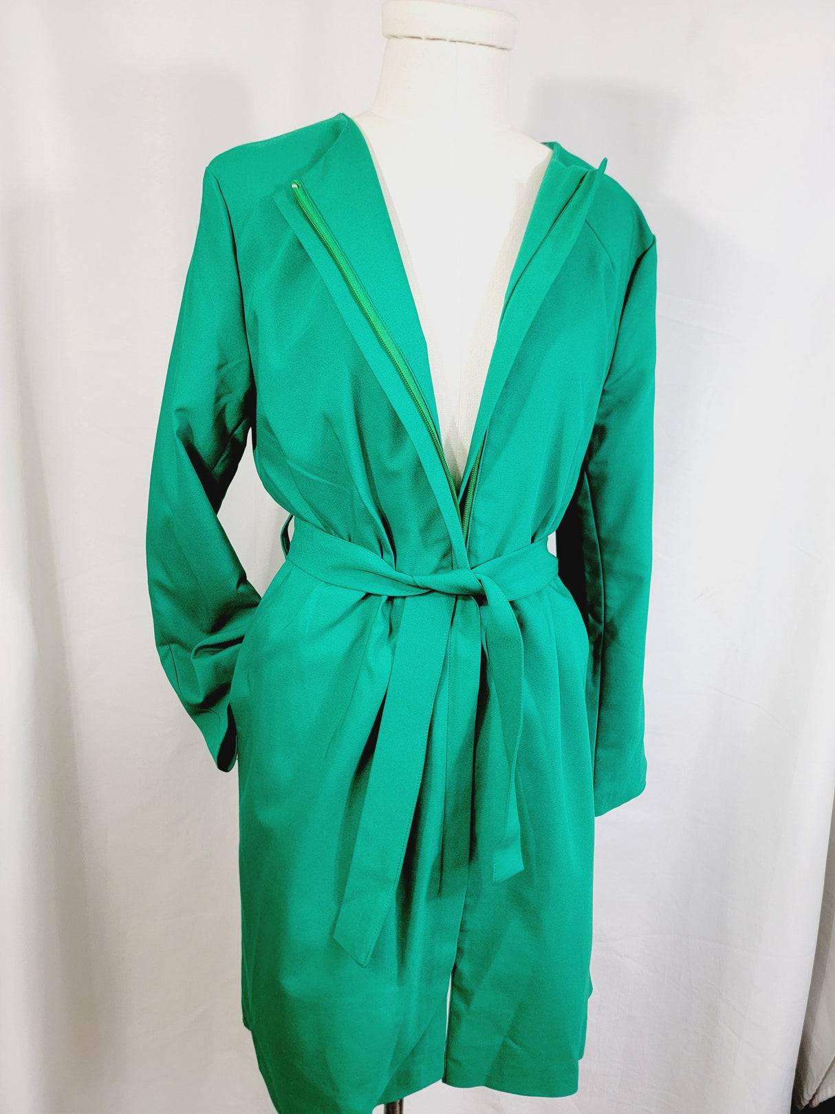 LONG BELTED JACKET WITH POCKETS