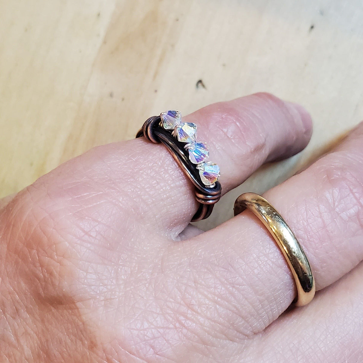 Copper Multi Wire Wrapped Super Sparkly Bling Ring from Alexa Martha Designs