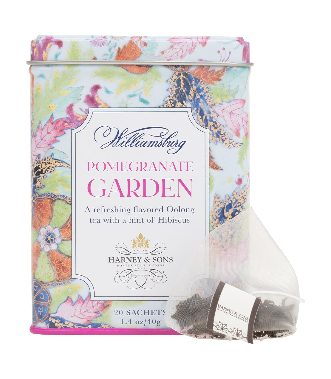 Williamsburg Pomegranate Garden, Tin of 20 Sachets from Harney & Sons Fine Teas