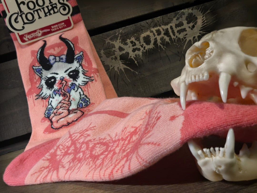 FootClothes x Aborted Bubblegum Death Kitty Crew Socks from FootClothes