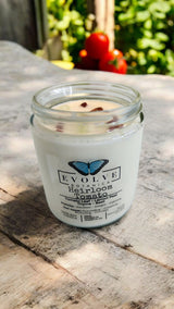 Classic 9oz Jam Jar Crystal Soy Candle - Heirloom Tomato (Prehnite & Red Jasper) from Evolve Botanica