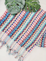 Bath Towels, Organic Turkish Cotton Pom Pom Towels in Pink multicolor