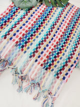 Bath Towels, Organic Turkish Cotton Pom Pom Towels in Pink multicolor