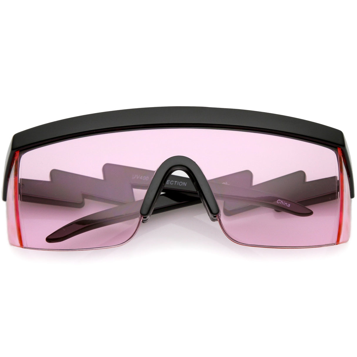 Retro Flat Top Color Tone Half Frame Goggle Shield Sunglasses C546 from zeroUV