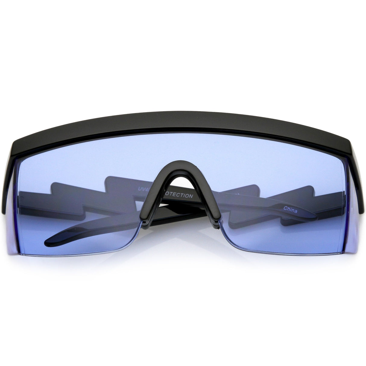 Retro Flat Top Color Tone Half Frame Goggle Shield Sunglasses C546 from zeroUV