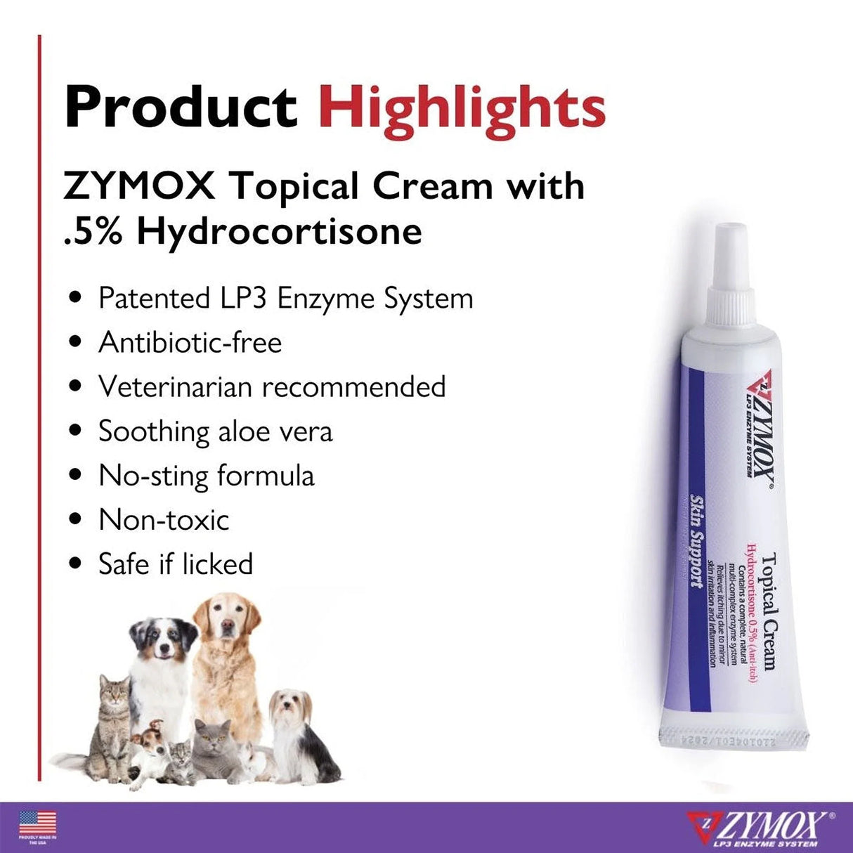 Zymox Topical Cream Hydrocortisone 0.5% for Dogs & Cats (1 oz) from HardyPaw