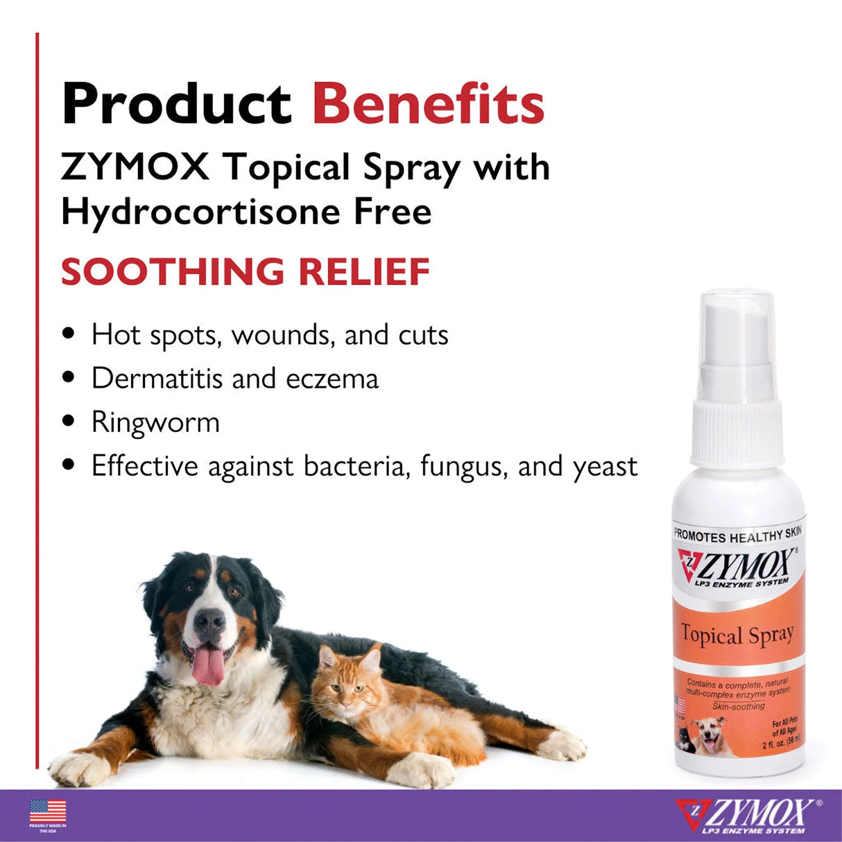 Zymox Topical Spray Hydrocortisone Free for Dogs & Cats (2 oz) from HardyPaw