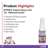 Zymox Enzymatic Topical Spray with Hydrocortisone 0.5% for Dogs & Cats (2 oz) from HardyPaw