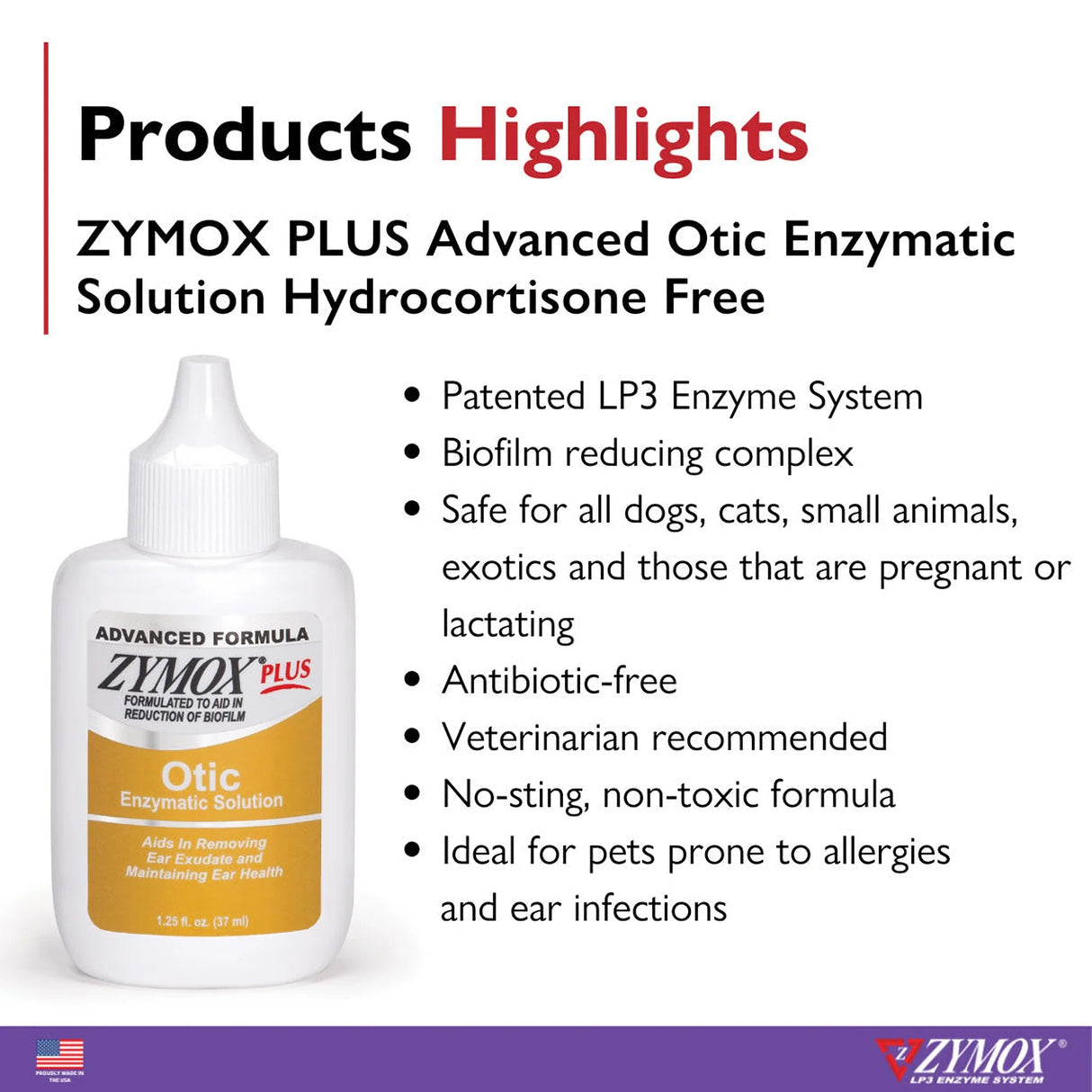Zymox Plus Advanced Otic Ear Treatment without Hydrocortisone (1.25 oz) from HardyPaw