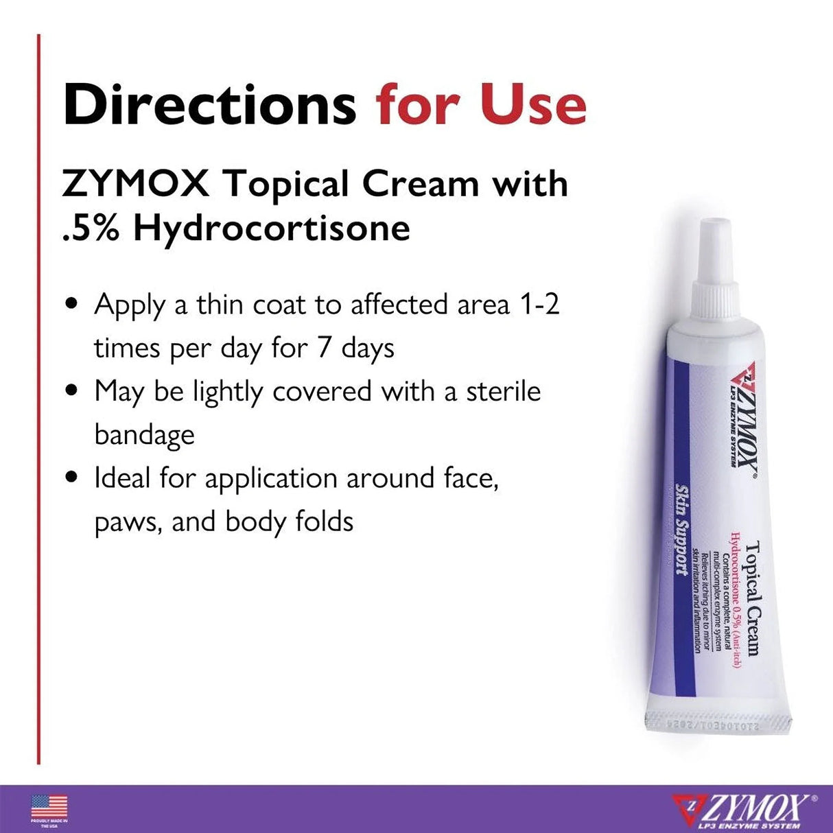 Zymox Topical Cream Hydrocortisone 0.5% for Dogs & Cats (1 oz) from HardyPaw
