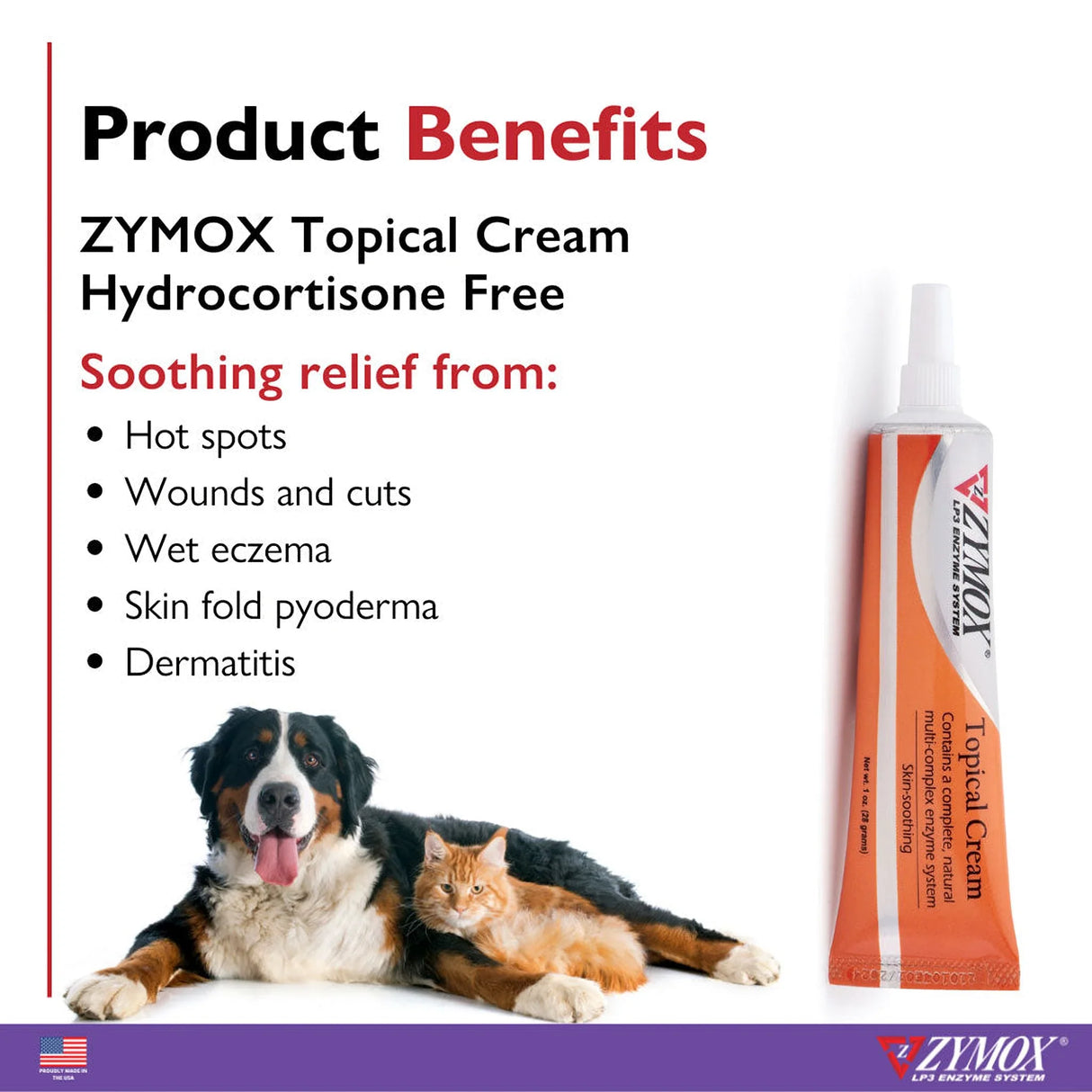 Zymox Topical Cream Without Hydrocortisone Free for Dogs & Cats (1oz) from HardyPaw