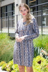 Aurora Suede V Neck Dress - Snake (with pockets or without) from Joh Apparel