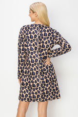 Aurora Suede Round Neck Dress - Cheetah (with pockets or without) from Joh Apparel
