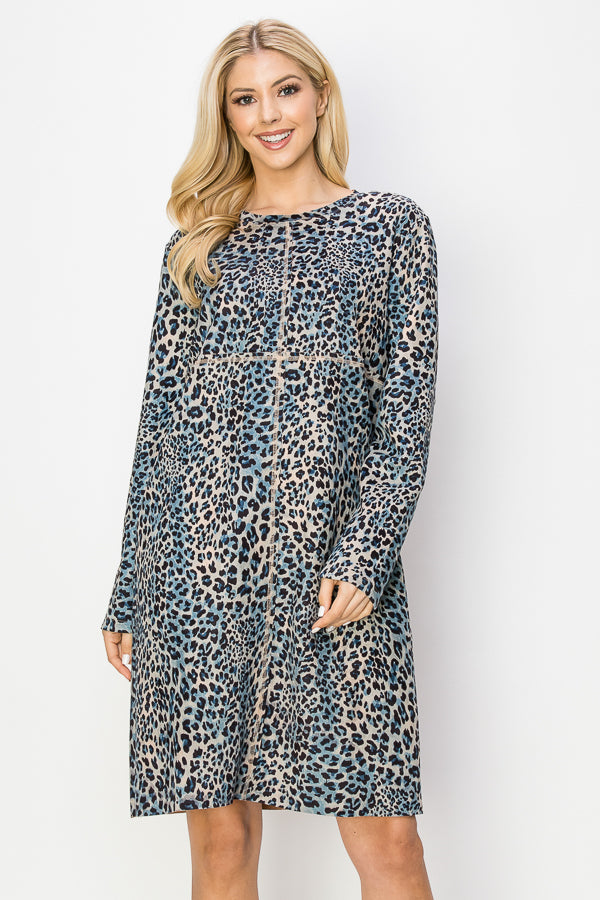 Aurora Suede Round Neck Dress - Jaguar (with pockets or without) from Joh Apparel