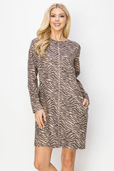 Aurora Suede Round Neck Dress - Zebra (with pockets or without) from Joh Apparel