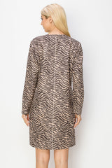 Aurora Suede Round Neck Dress - Zebra (with pockets or without) from Joh Apparel