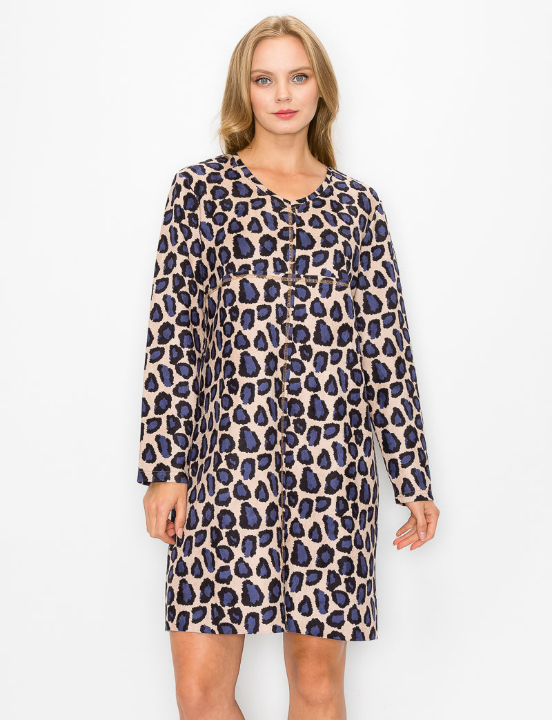 Aurora Suede V Neck Dress - Cheetah (with pockets or without) from Joh Apparel