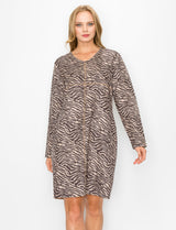 Aurora Suede V Neck Dress - Zebra (with pockets or without) from Joh Apparel