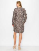 Aurora Suede V Neck Dress - Zebra (with pockets or without) from Joh Apparel