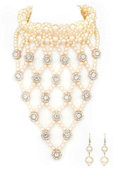 Crystal Accent Pearl Choker Statement Necklace Set from My Pampered Life Seattle