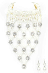 Crystal Accent Pearl Choker Statement Necklace Set from My Pampered Life Seattle