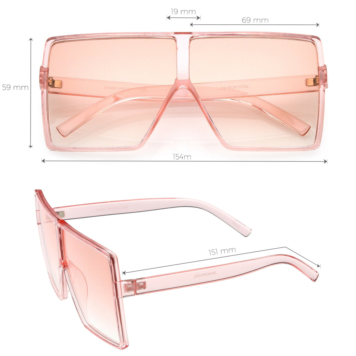 Women's Oversize Festival Color Tone Square Sunglasses C581 from zeroUV