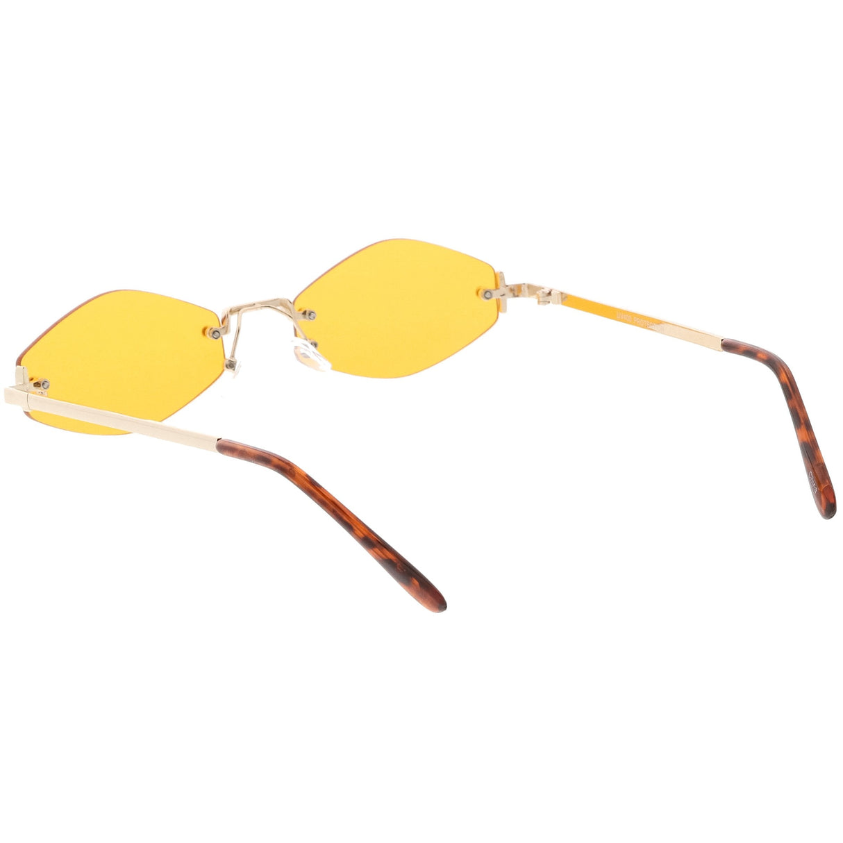 Small Rimless Color Tone Geometric Hexagon Sunglasses C591 from zeroUV