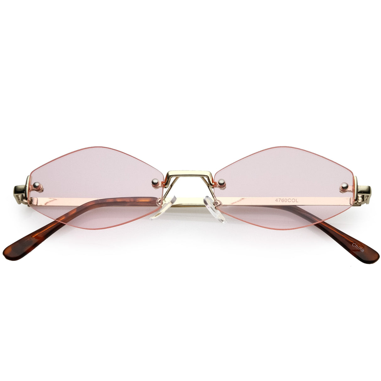 Small Rimless Color Tone Geometric Hexagon Sunglasses C591 from zeroUV