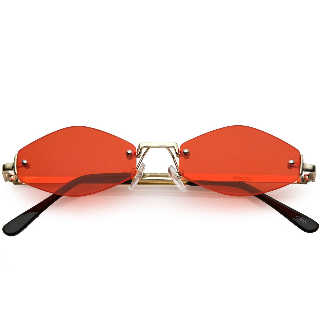 Small Rimless Color Tone Geometric Hexagon Sunglasses C591 from zeroUV