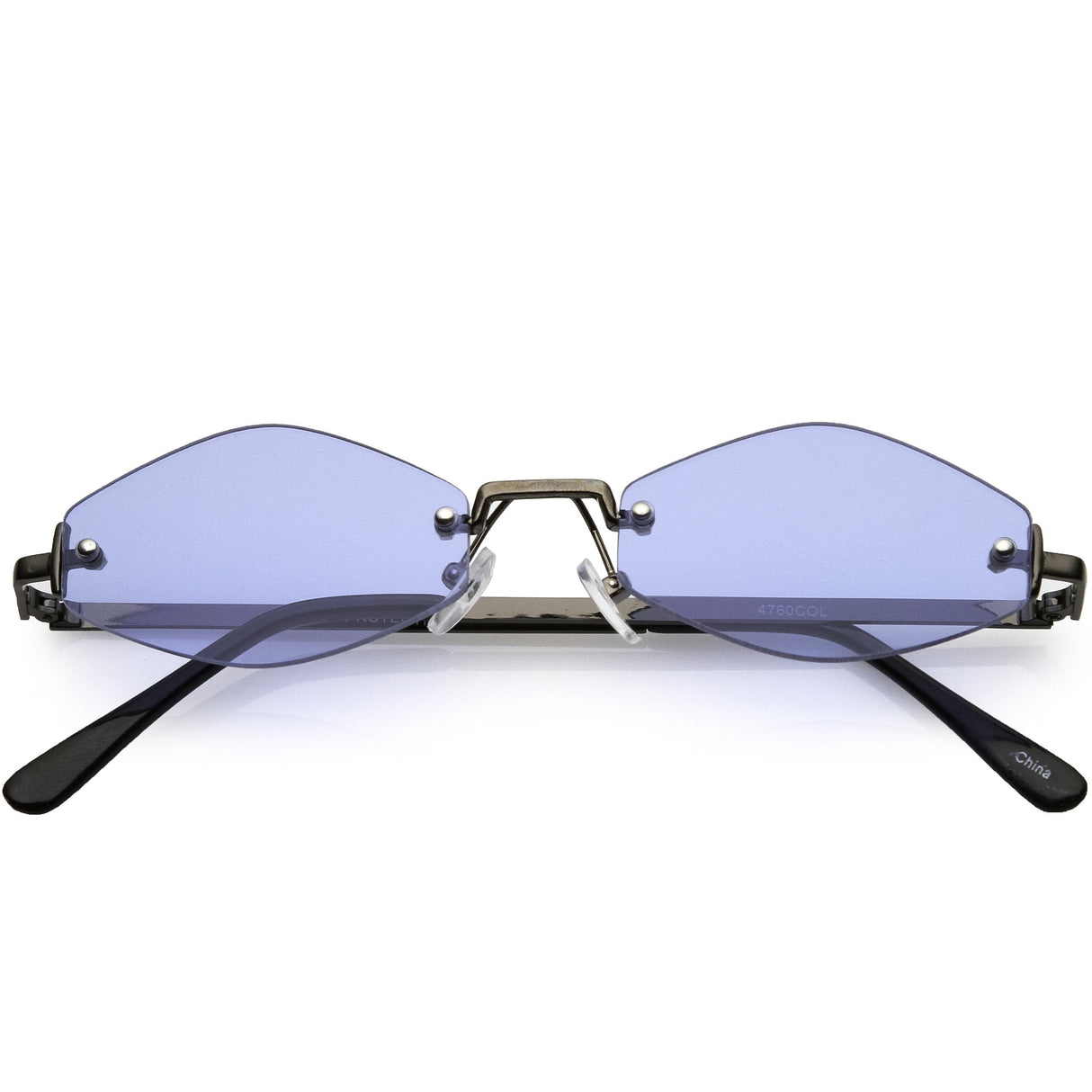 Small Rimless Color Tone Geometric Hexagon Sunglasses C591 from zeroUV