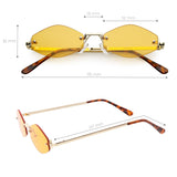 Small Rimless Color Tone Geometric Hexagon Sunglasses C591 from zeroUV