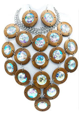 Crystal Wood Disk Statement Bib Necklace Set from My Pampered Life Seattle