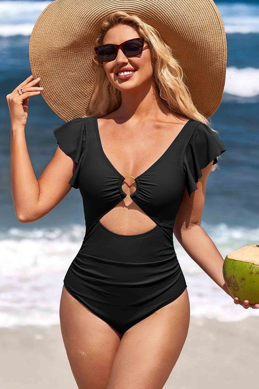 Ruffle O-Ring Cutout One Piece Bathing Suit from My Pampered Life Seattle