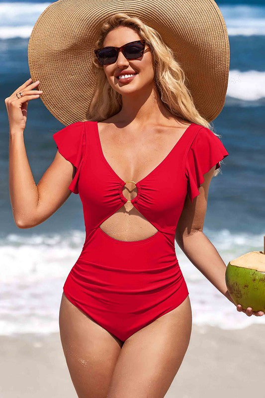 Ruffle O-Ring Cutout One Piece Bathing Suit from My Pampered Life Seattle