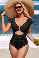 Ruffle O-Ring Cutout One Piece Bathing Suit from My Pampered Life Seattle