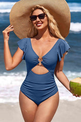 Ruffle O-Ring Cutout One Piece Bathing Suit from My Pampered Life Seattle